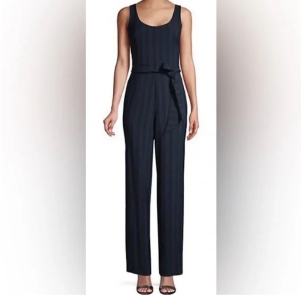 KARL LAGERFELD PARIS Black Blue Stripe Jumpsuit Size 2